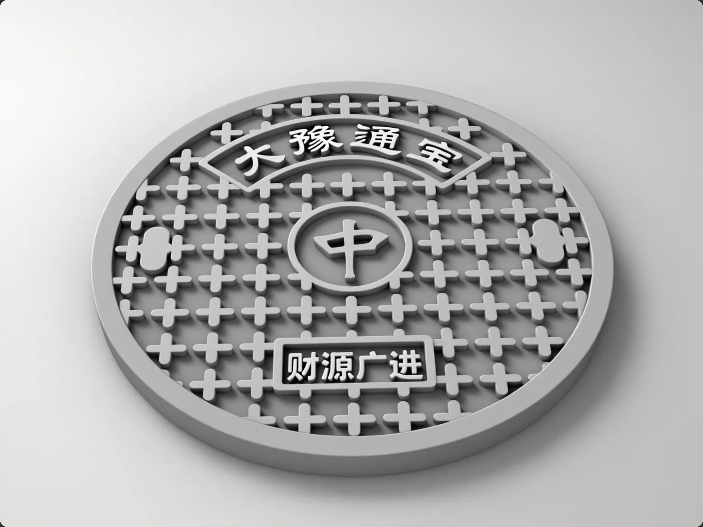 Henan souvenir concept with a circular relief design and Chinese lettering