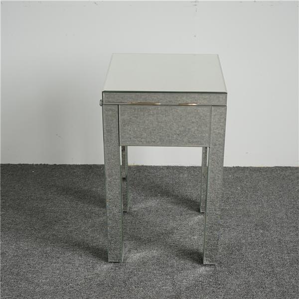 Modern and Contemporary Small 1 Drawer Mirrored Nightstand Bedside Table