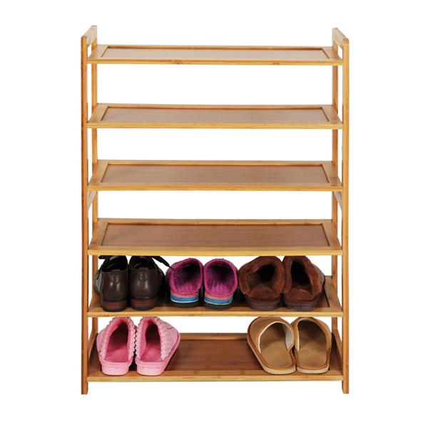 Concise Rectangle 6 Tiers Bamboo Shoe Rack