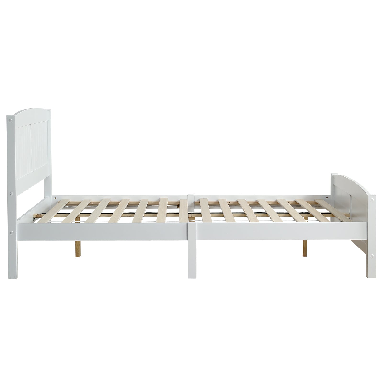 White Queen Pine Curved Headboard Cubby Bed 