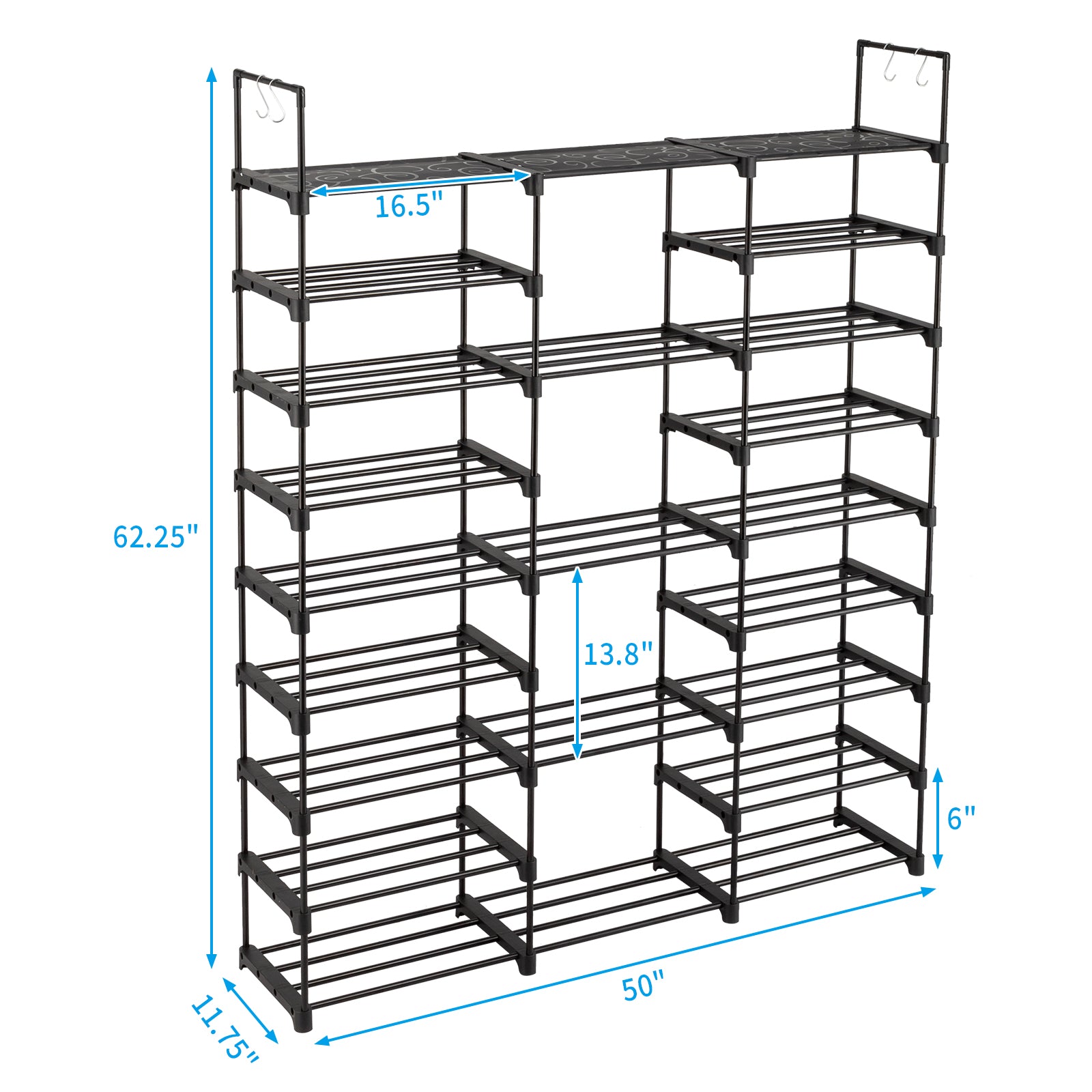 9-Tier Stackable Shoe Rack Organizer for 50-55 Pairs