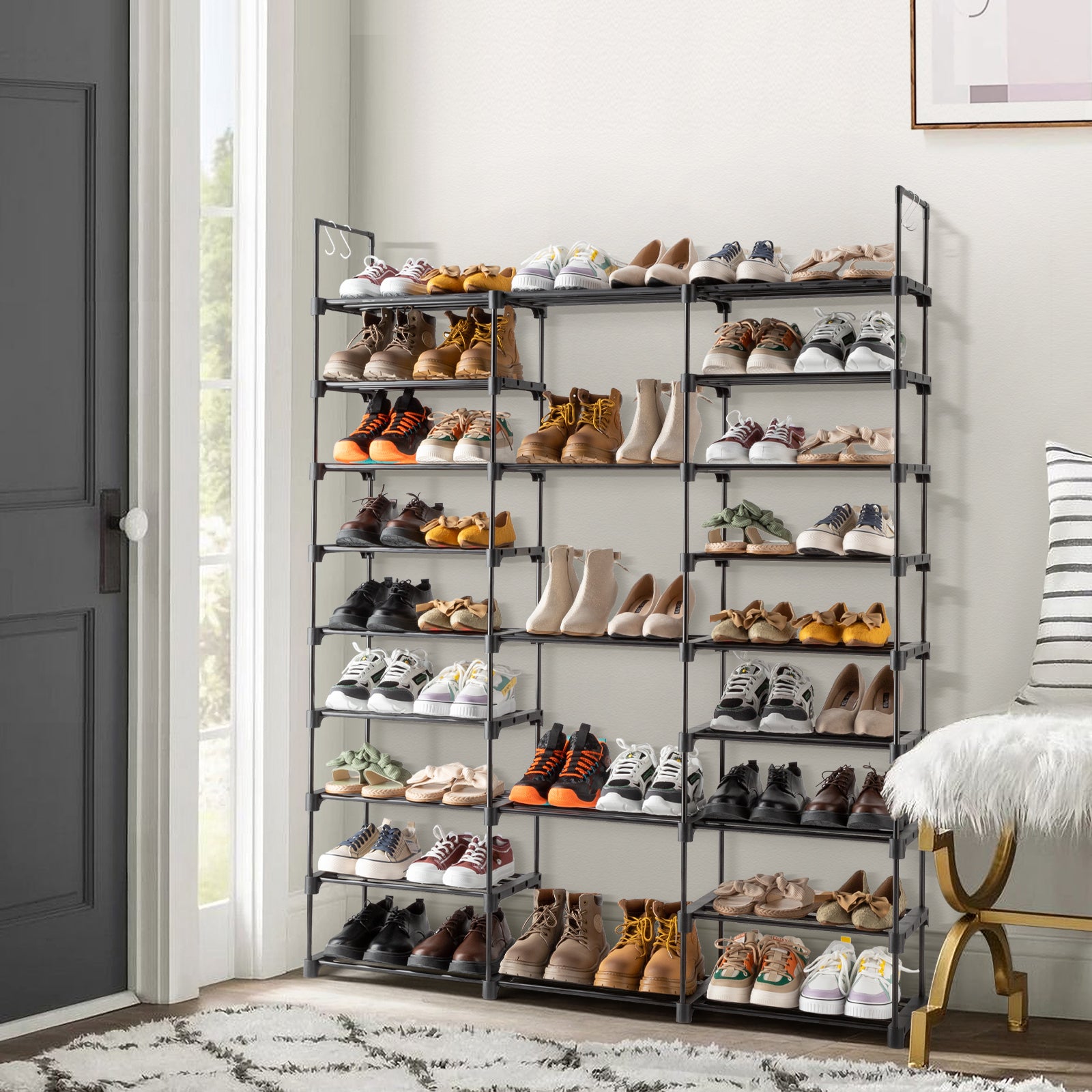 9-Tier Stackable Shoe Rack Organizer for 50-55 Pairs