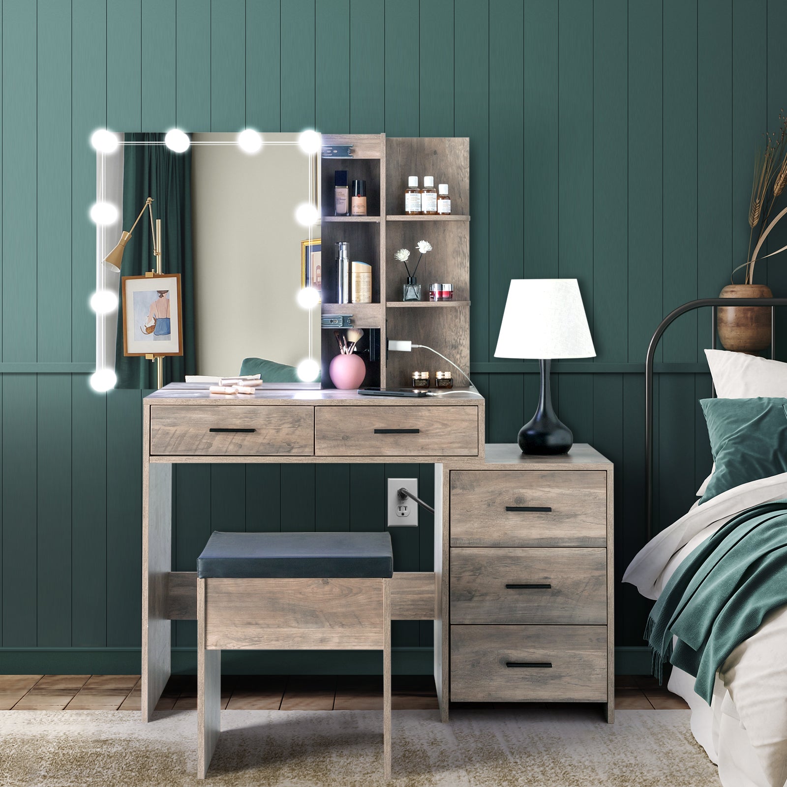 Grey Bedside Table Dresser