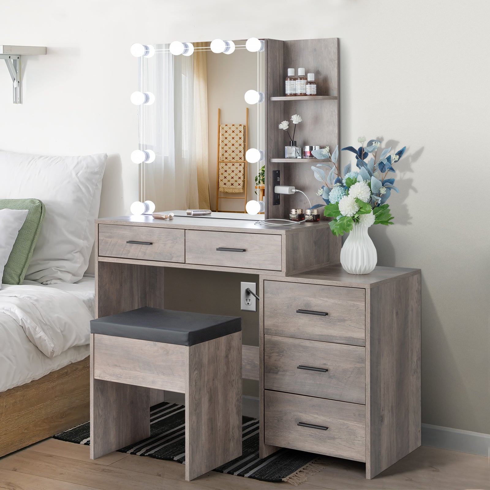 Grey Bedside Table Dresser