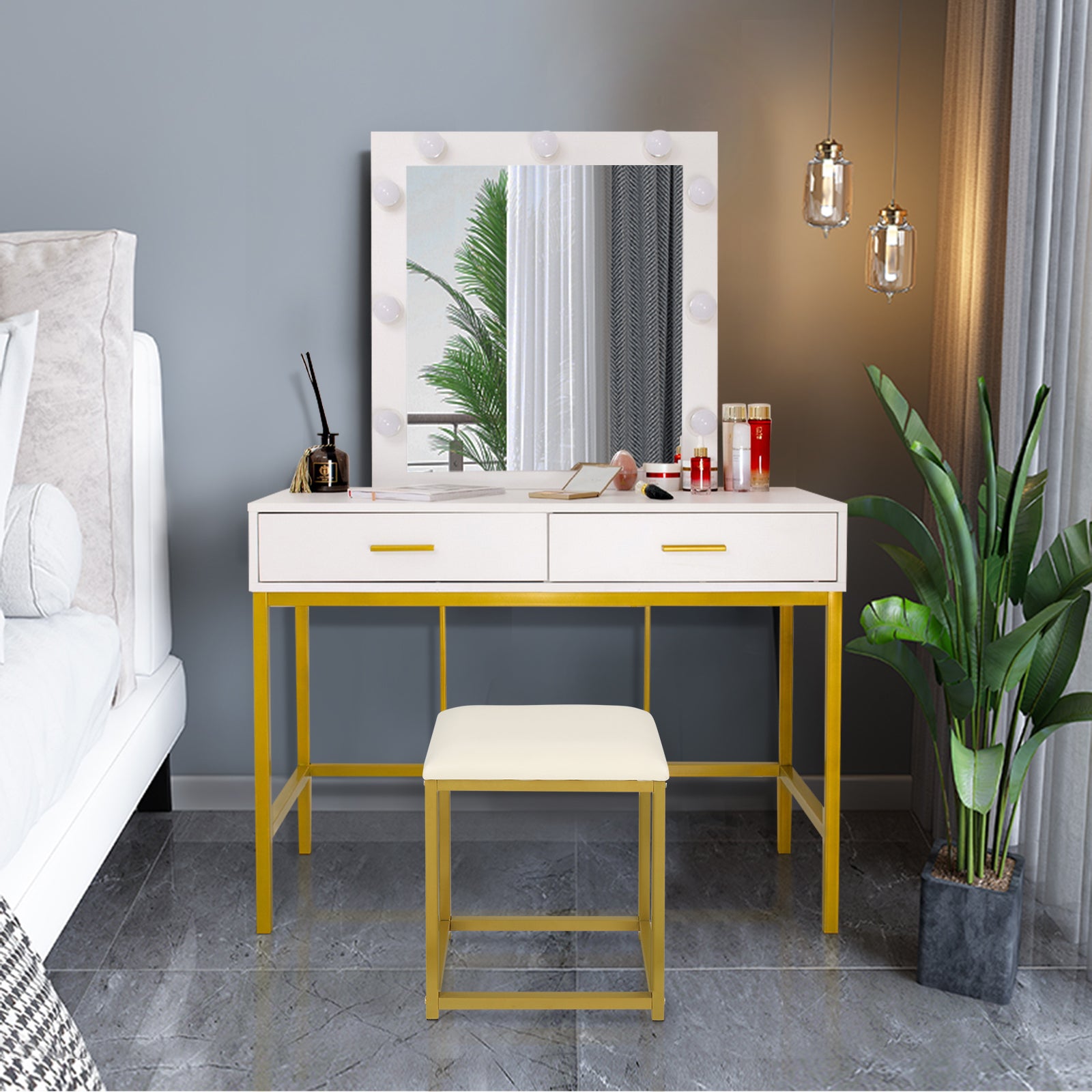 White Dressing Table with Mirror