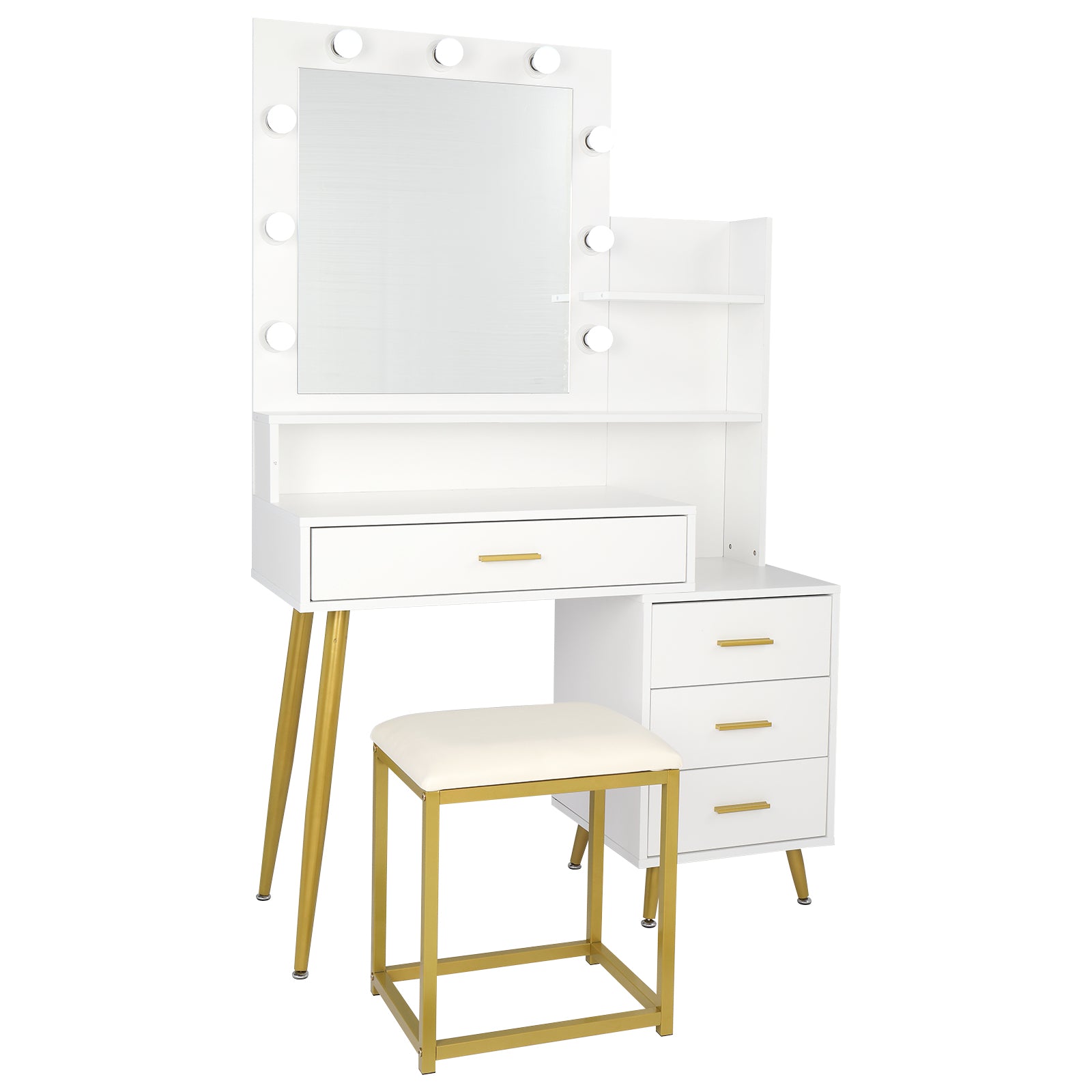 White Makeup Vanity Table Set