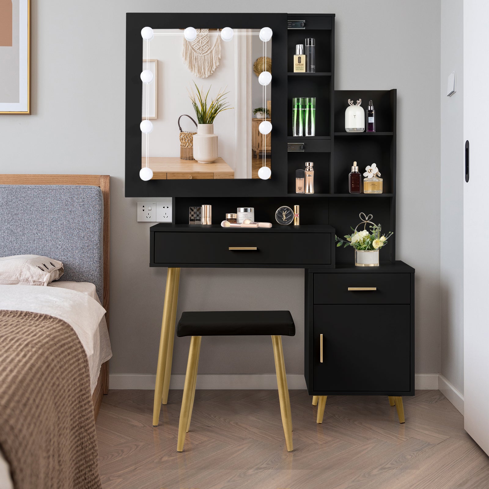 Black Bedside Table Dresser