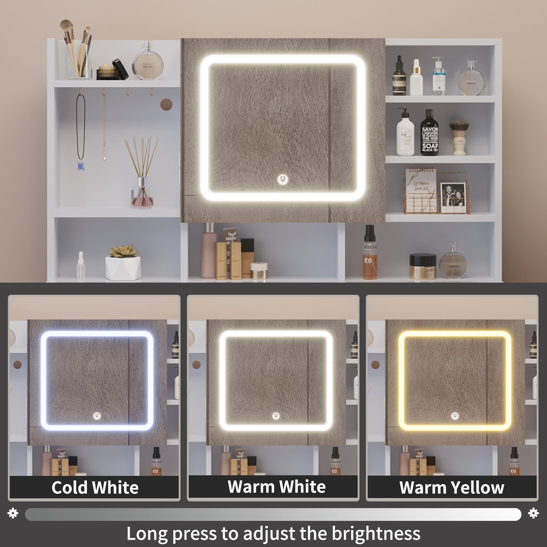 Dressing Table Set with Glass Top