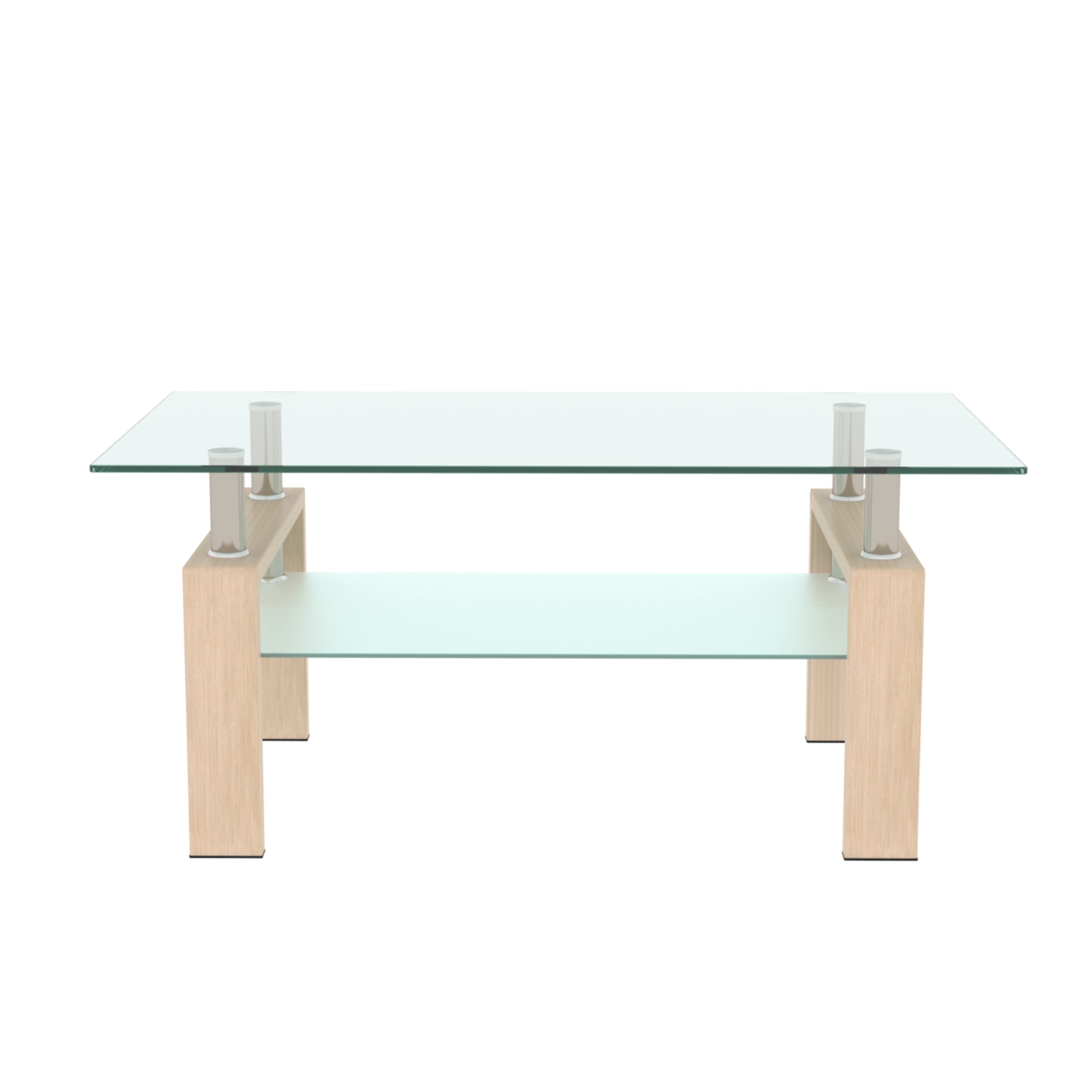 Rectangle  Glass Coffee Table, Clear Coffee Table Modern Side Center Tables for Living Room Living Room Furniture