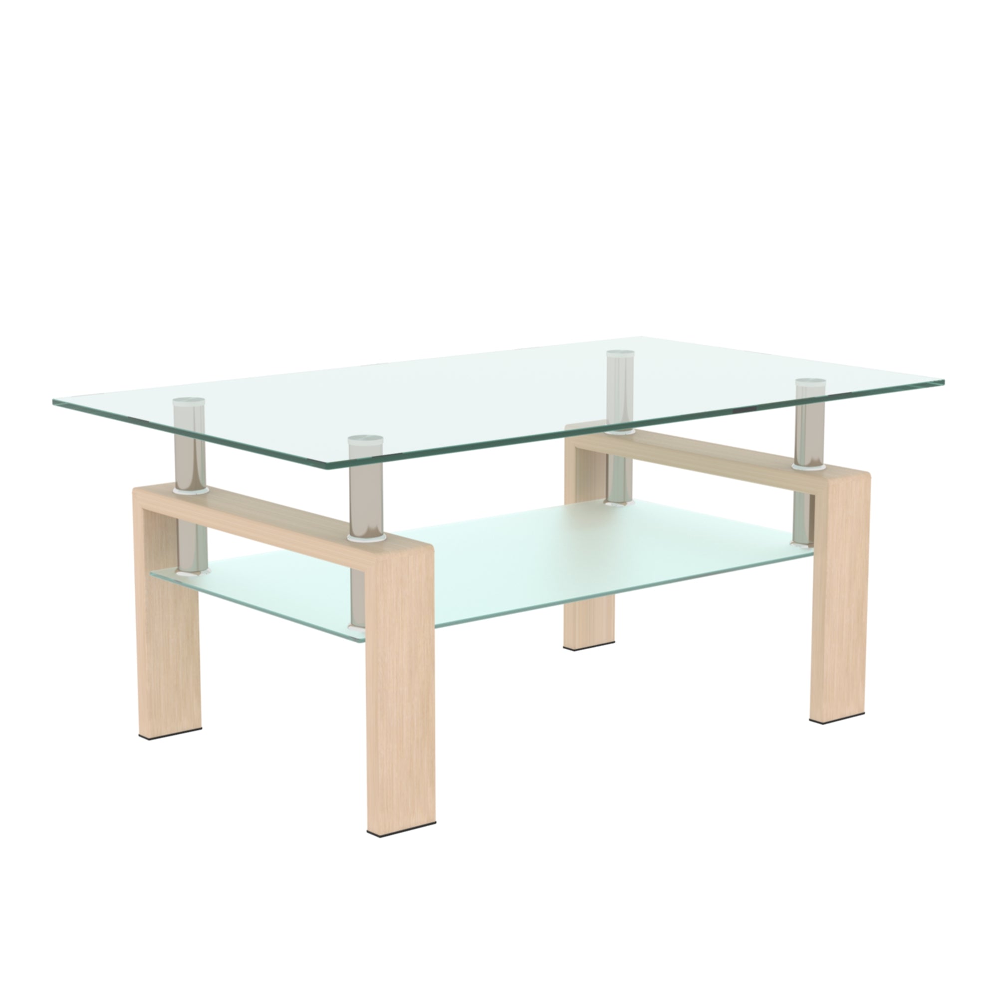 Rectangle  Glass Coffee Table, Clear Coffee Table Modern Side Center Tables for Living Room Living Room Furniture