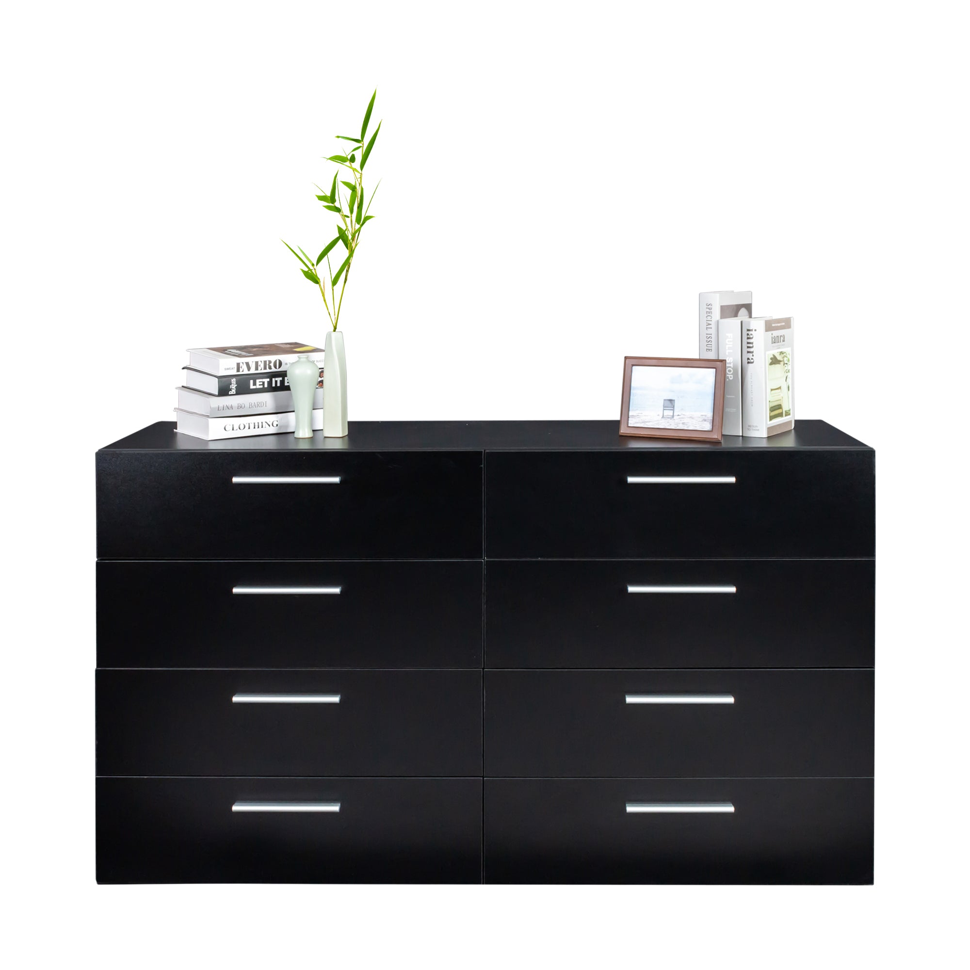 8-Drawer Black Double Dresser