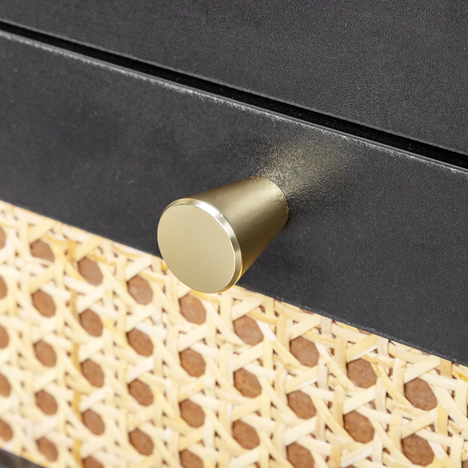 Black Rattan Bedside Tables