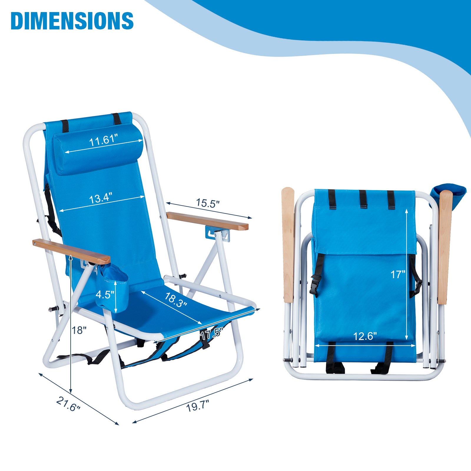 Set of 2 Portable Folding Beach Chairs