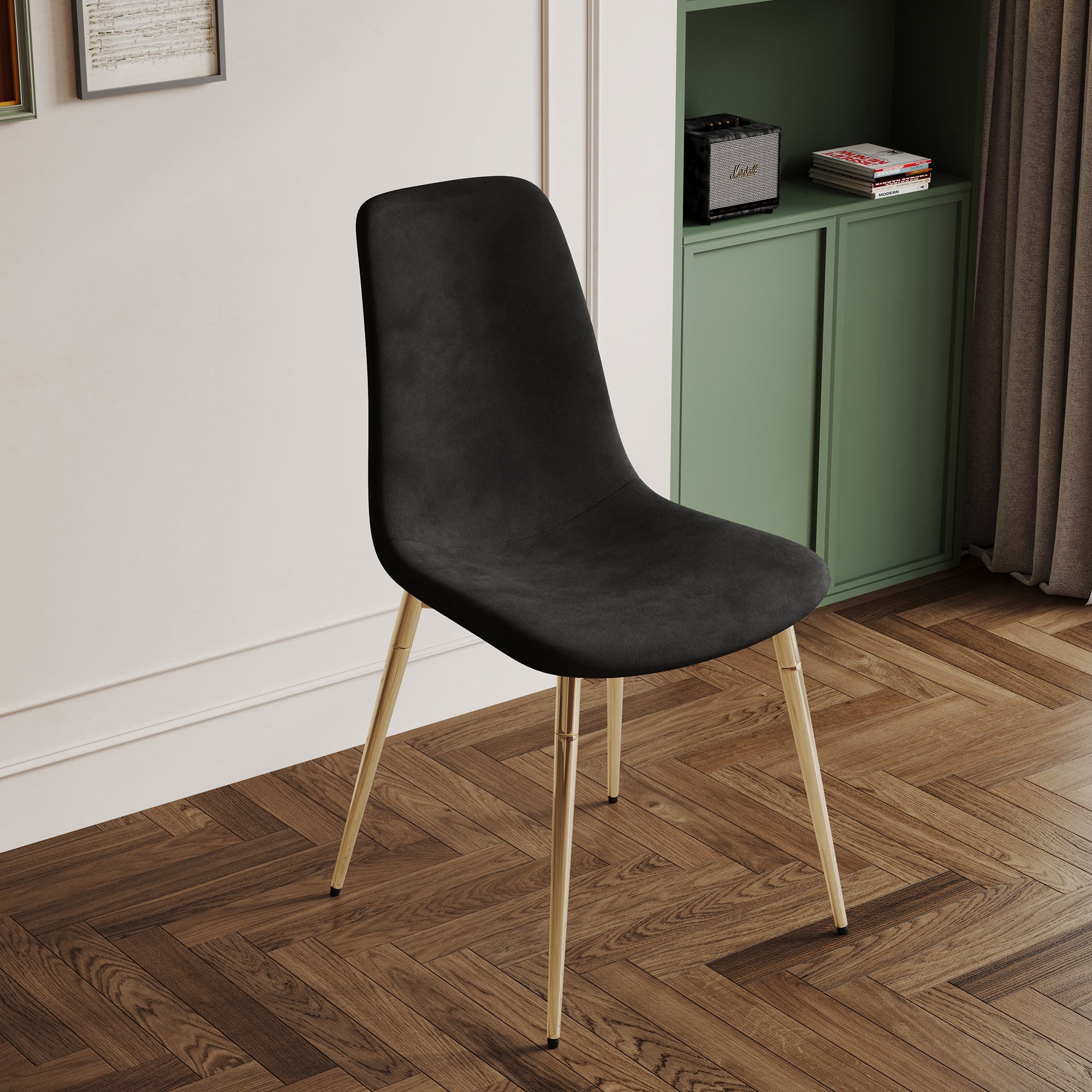 Set of 4 Fabric Armless Dining Chairs