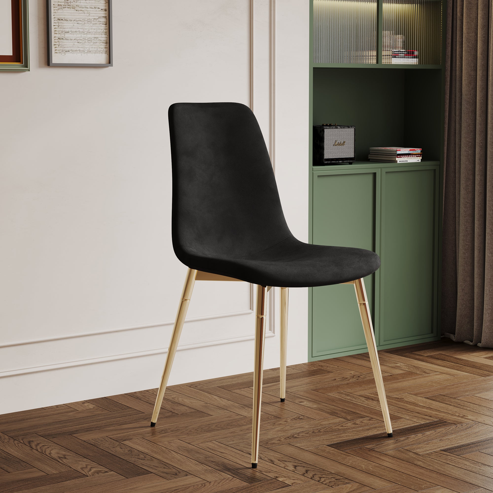 Set of 4 Fabric Armless Dining Chairs