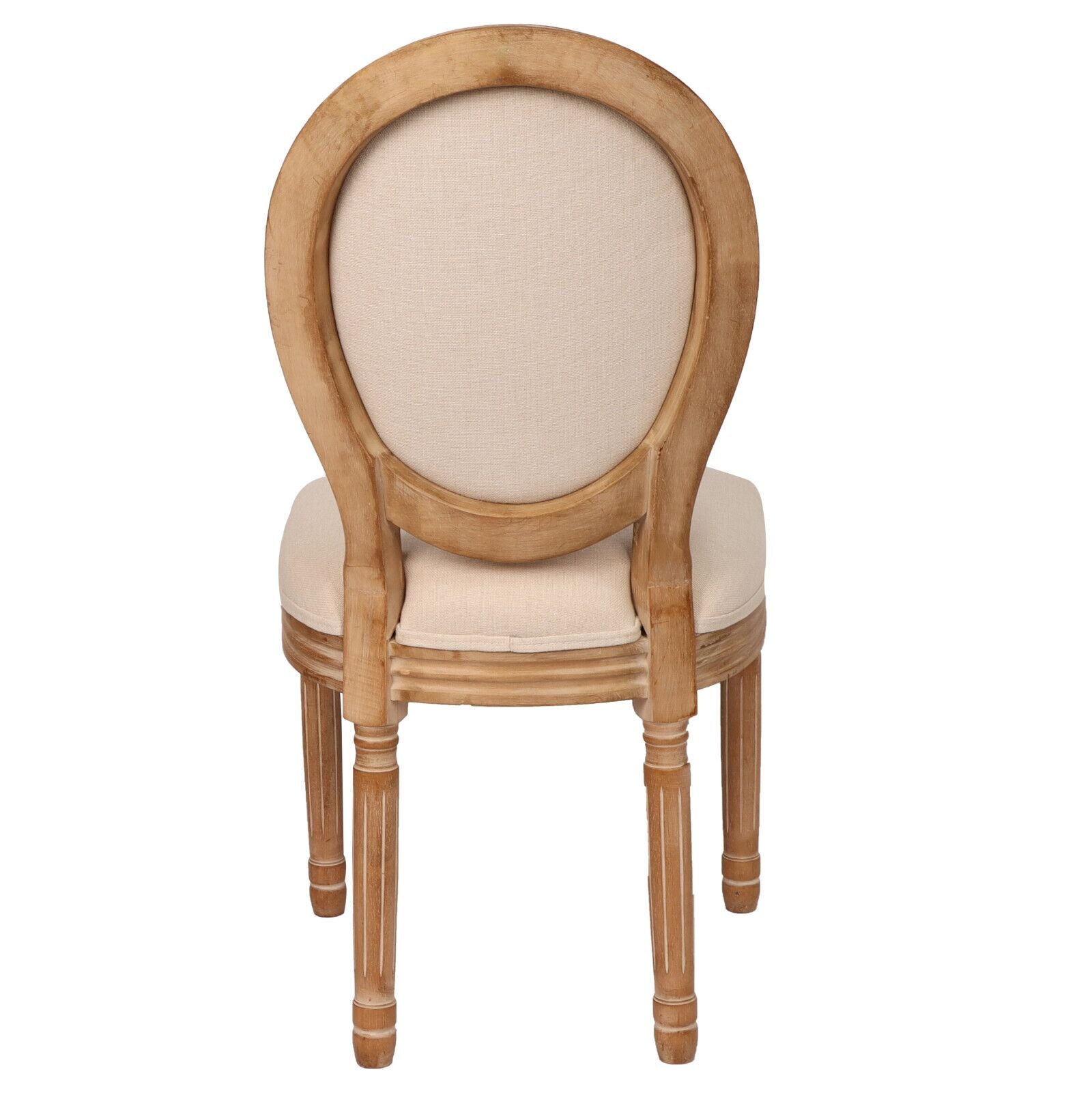 French Country Dining Chairs with Round Back Set of 2, Upholstered, Solid Wood Legs, Side Chairs for Living Room, Wedding Event- Cream