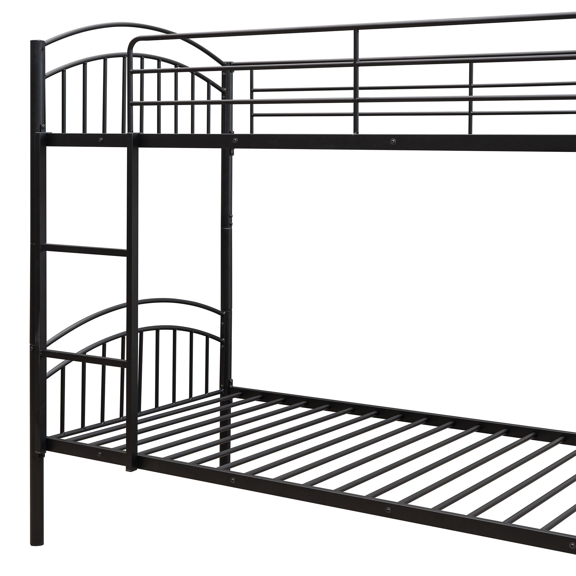 Twin Over Twin Metal Bunk Bed,Divided into Two Beds(Black)