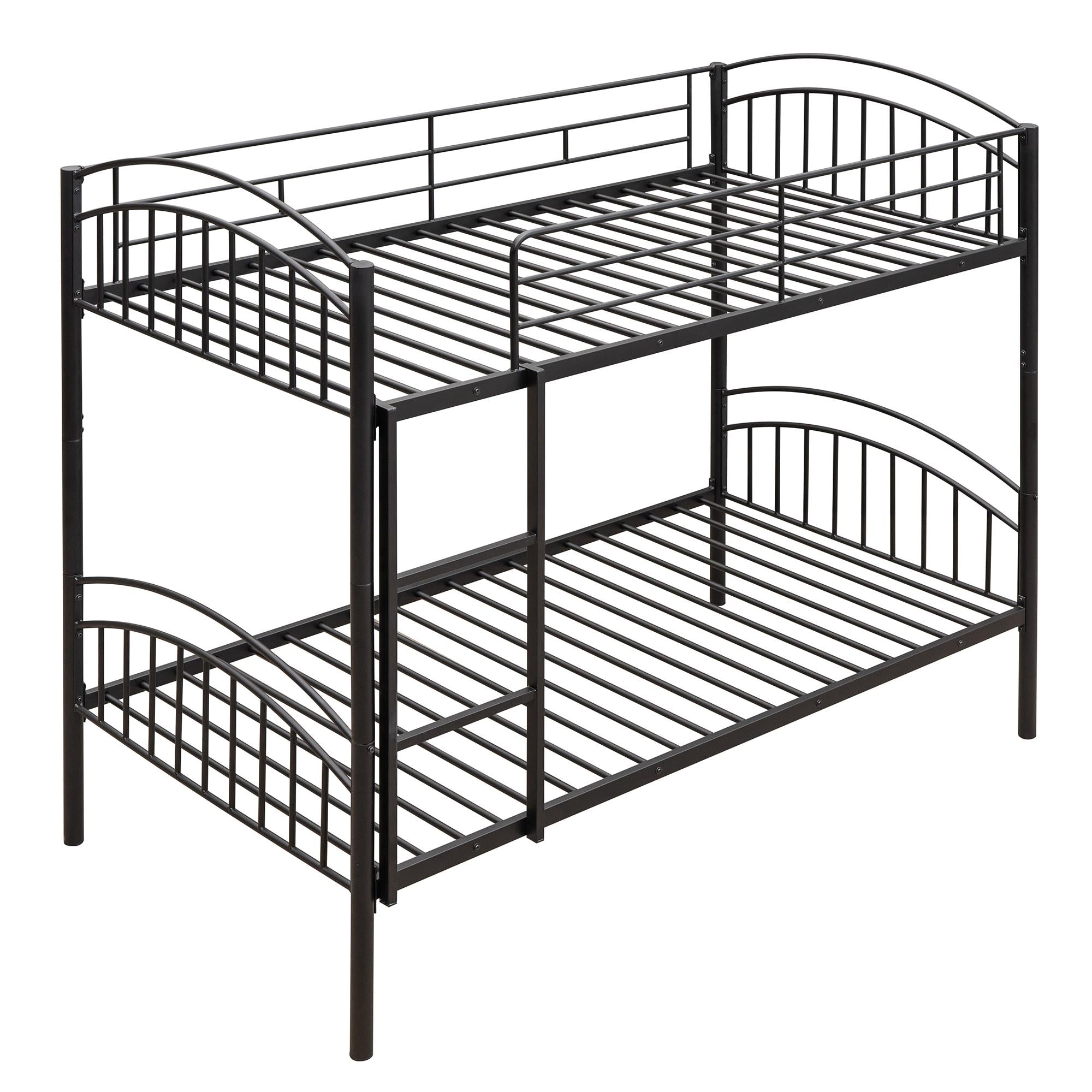 Twin Over Twin Metal Bunk Bed,Divided into Two Beds(Black)
