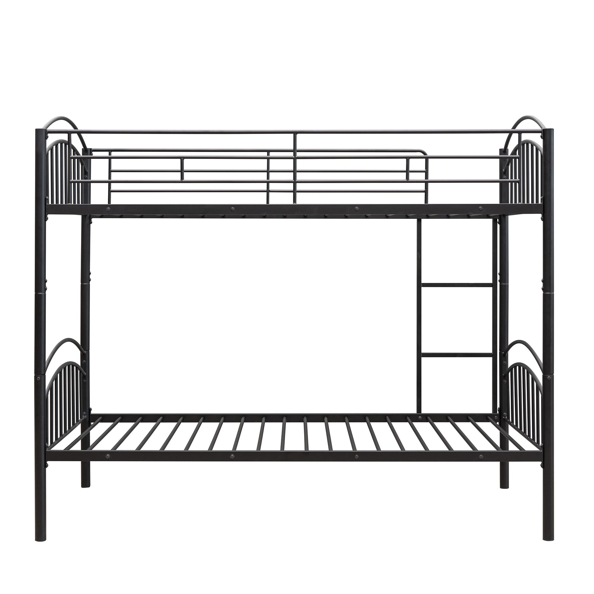 Twin Over Twin Metal Bunk Bed,Divided into Two Beds(Black)