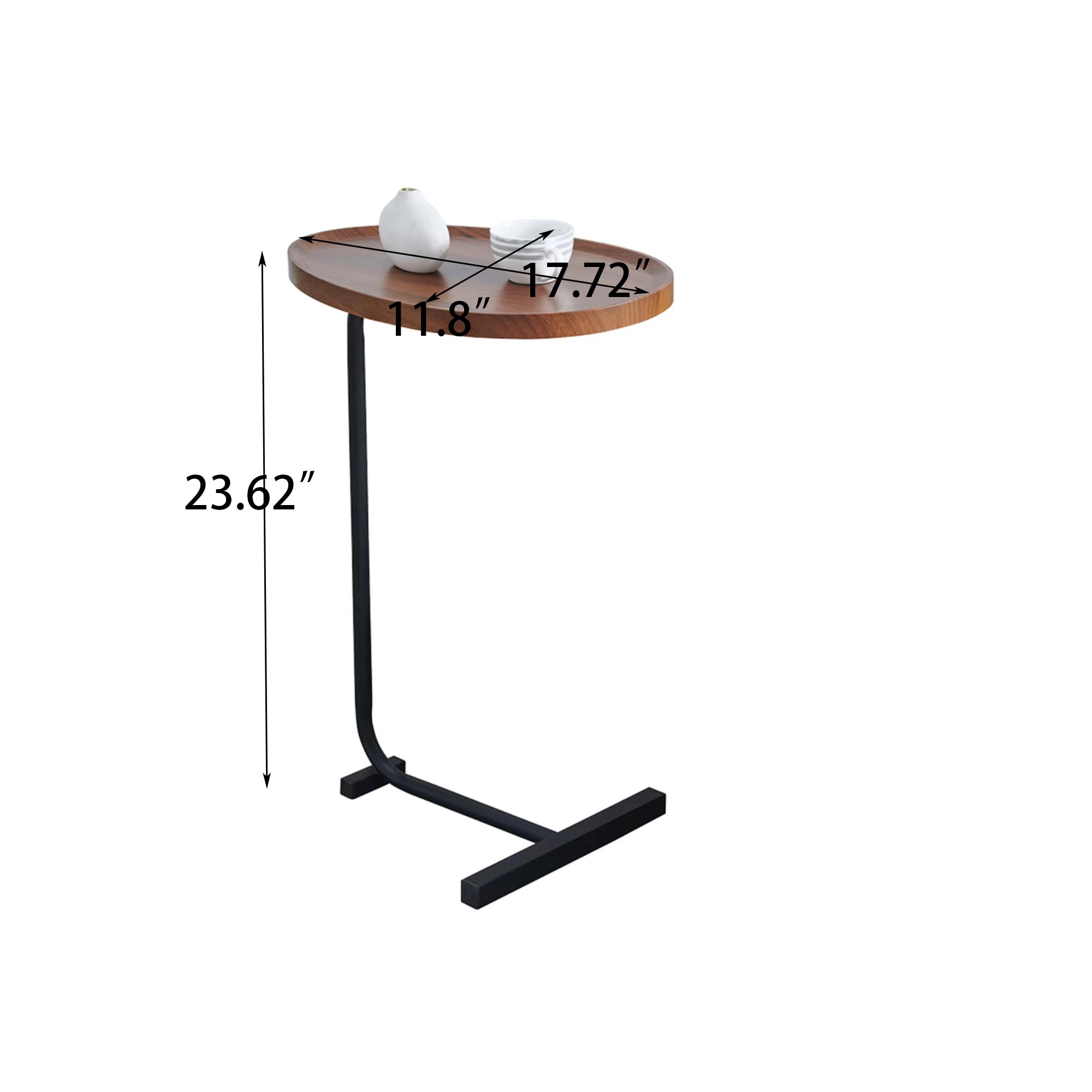 2-pieces Brown C-shaped Side Table