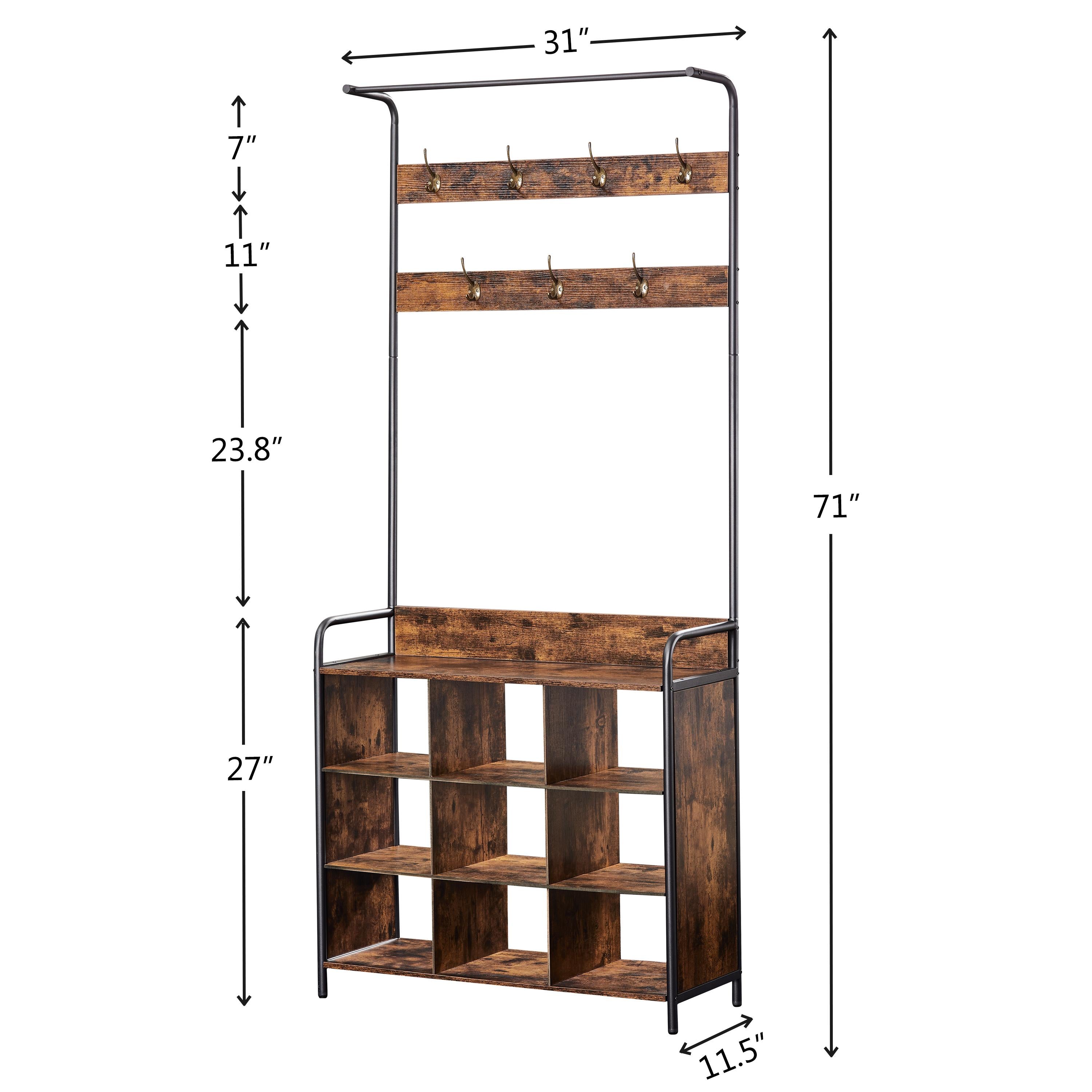 3-in-1 Entryway Coat & Shoe Rack