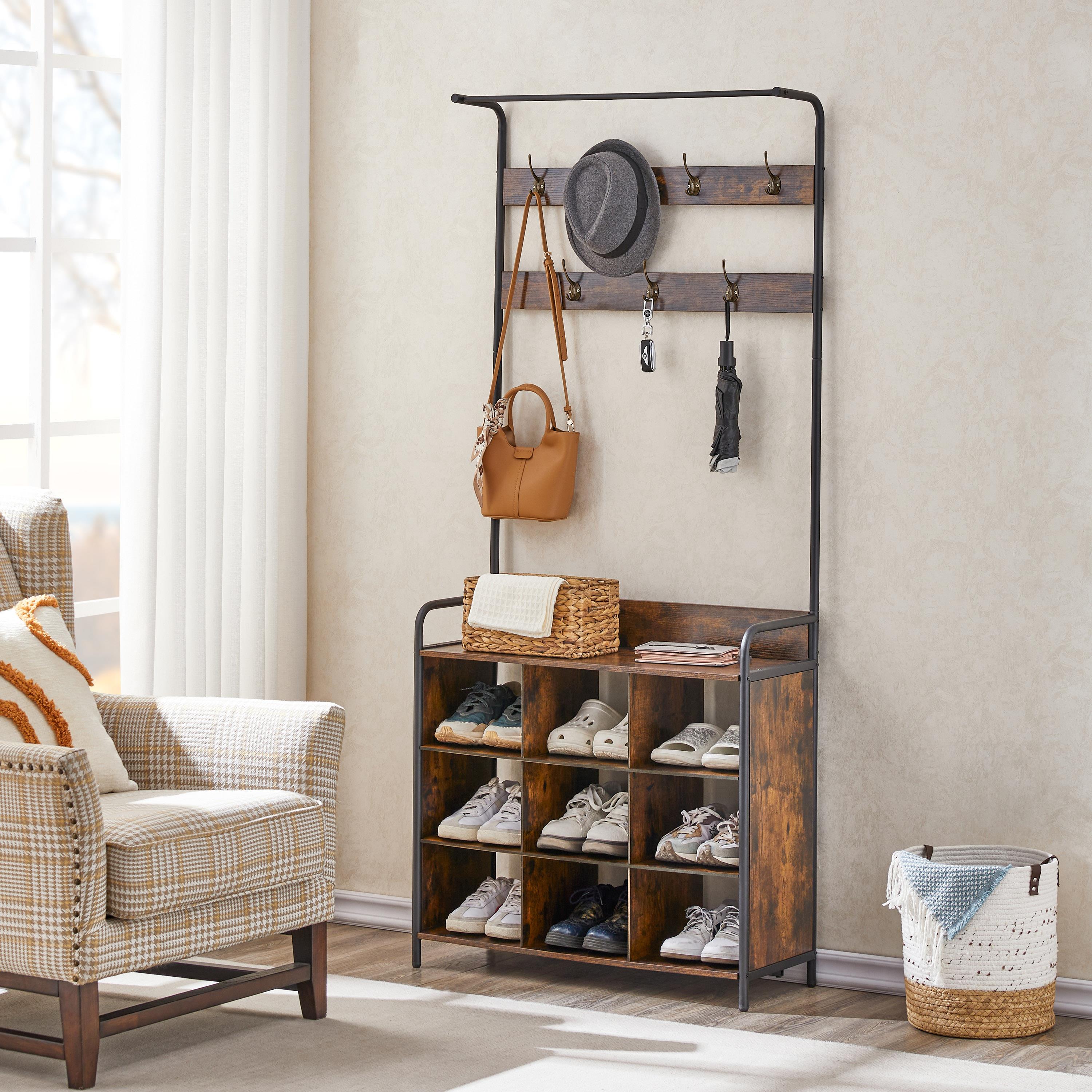 3-in-1 Entryway Coat & Shoe Rack