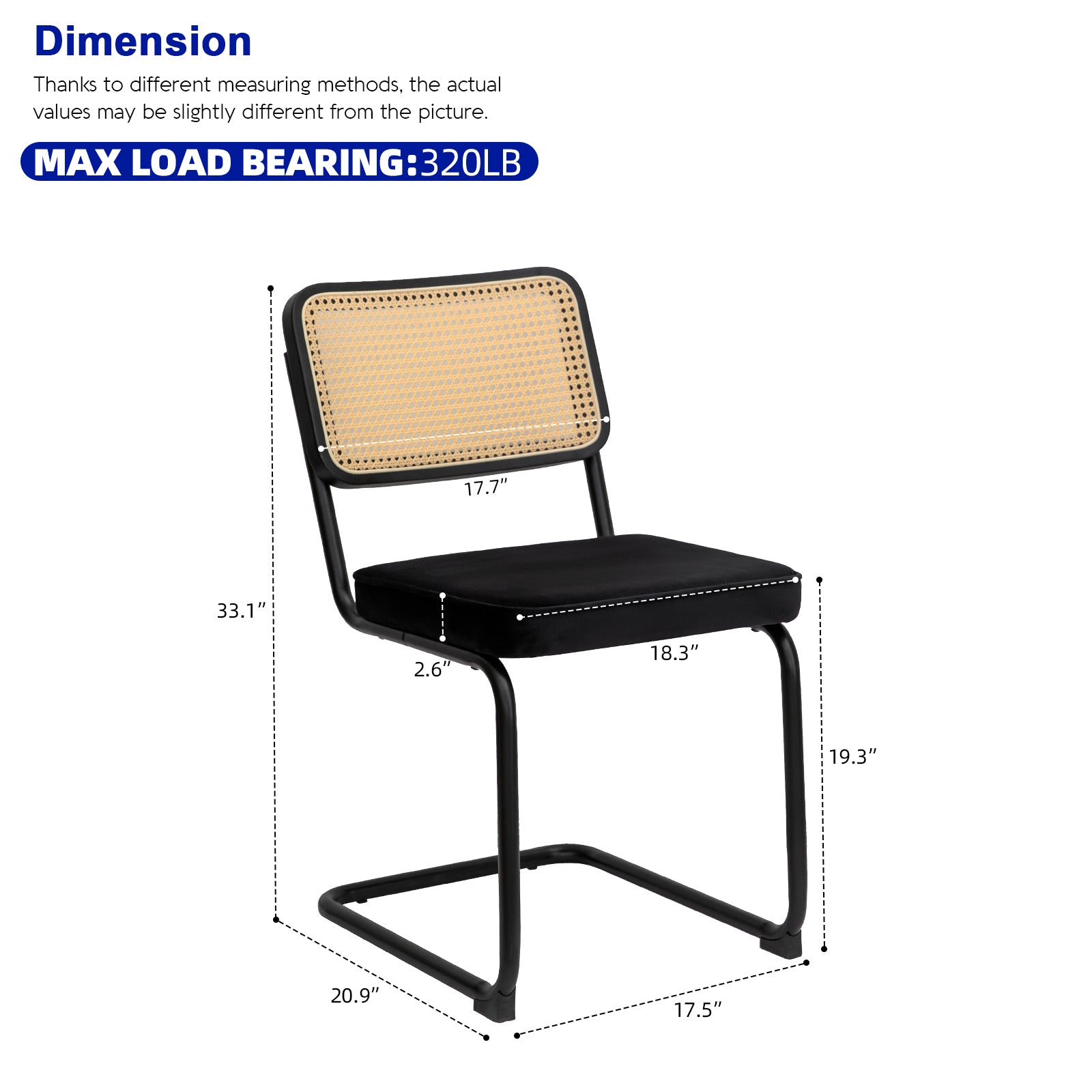 Set of 2 Velvet Rattan Mid-Century Modern Dining Chairs