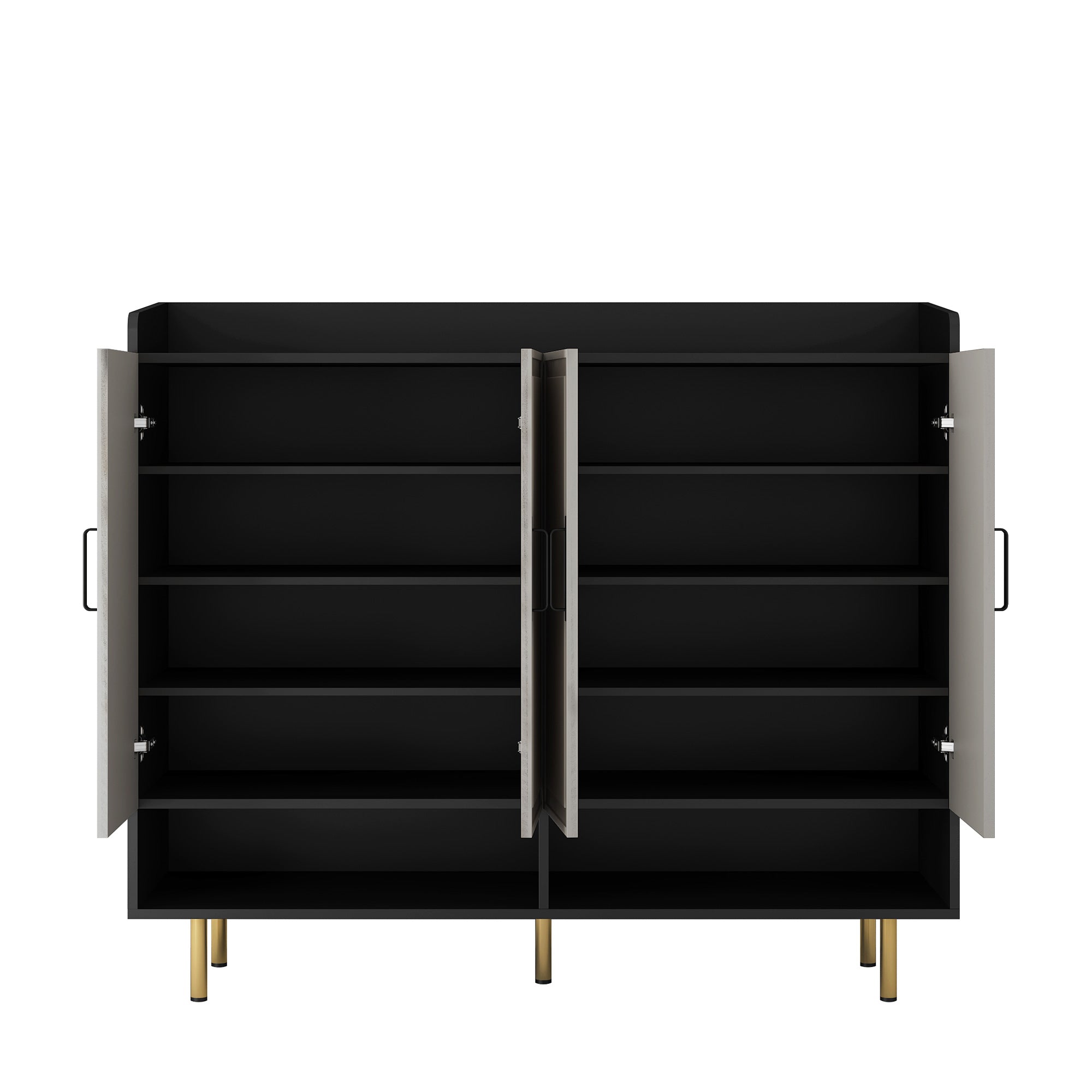 Shoe Cabinet with 4 Doors Large Modern Shoe Storage Organizer Cabinet with Adjustable Shelves for Entryway Slim Black Shoe Rack Cabinet for Closet