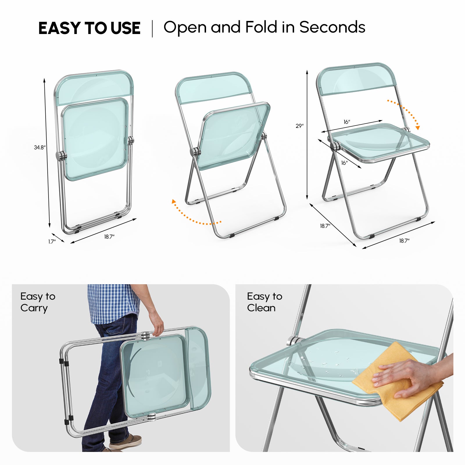 2pcs Foldable Patio Plastic Folding Chairs