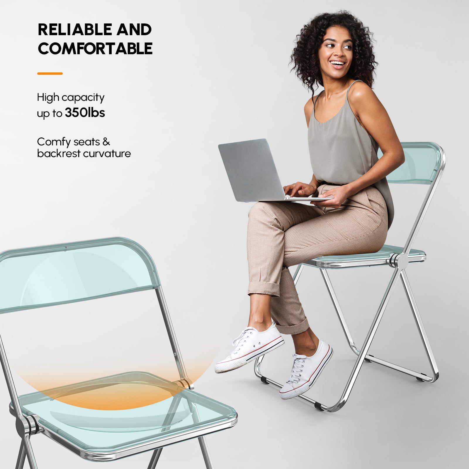 2pcs Foldable Patio Plastic Folding Chairs