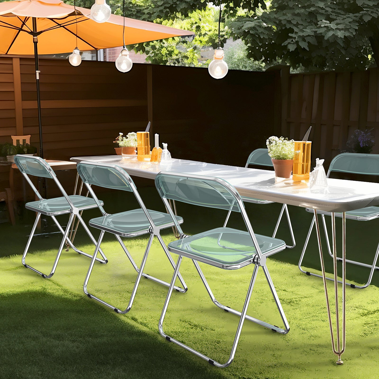 2pcs Foldable Patio Plastic Folding Chairs