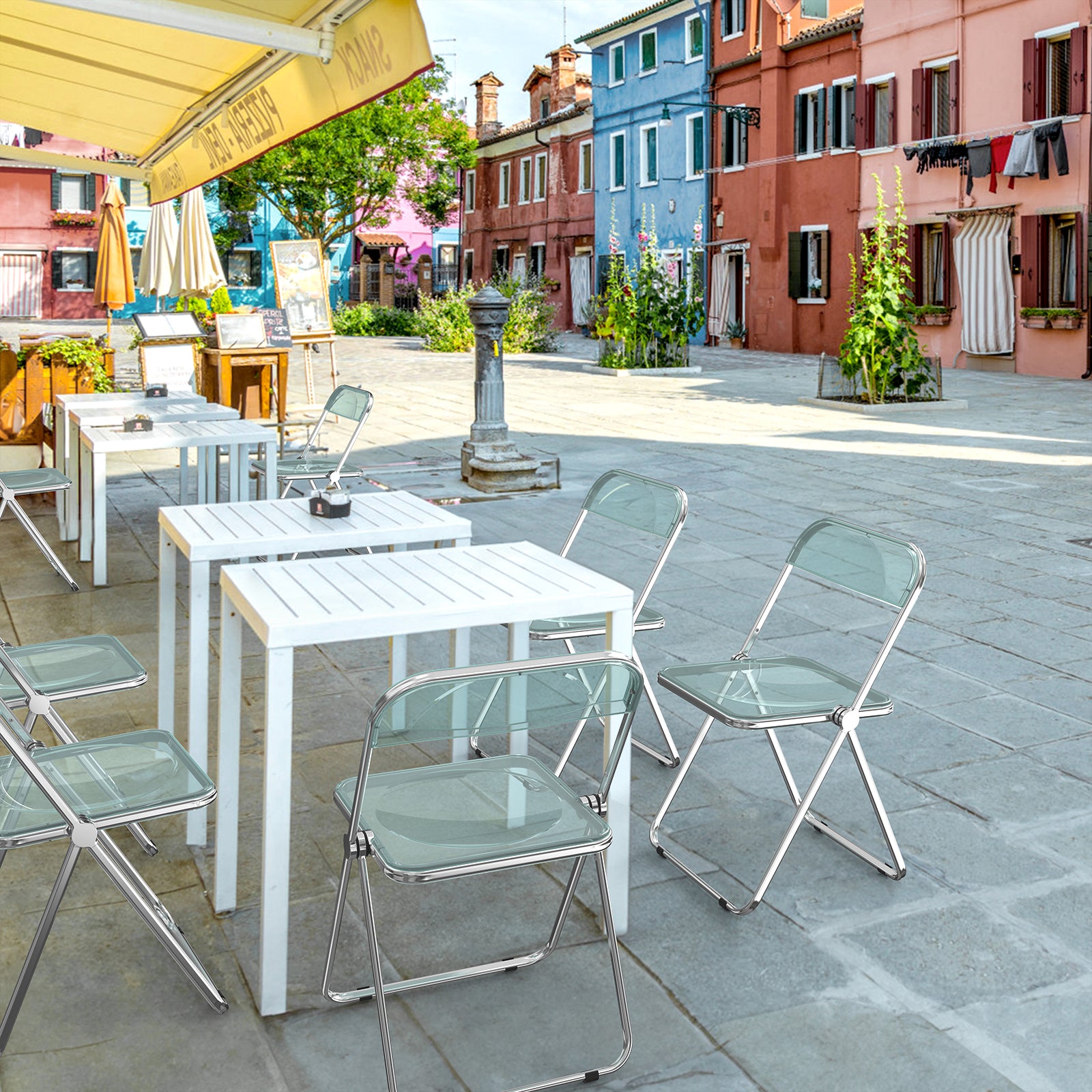 2pcs Foldable Patio Plastic Folding Chairs