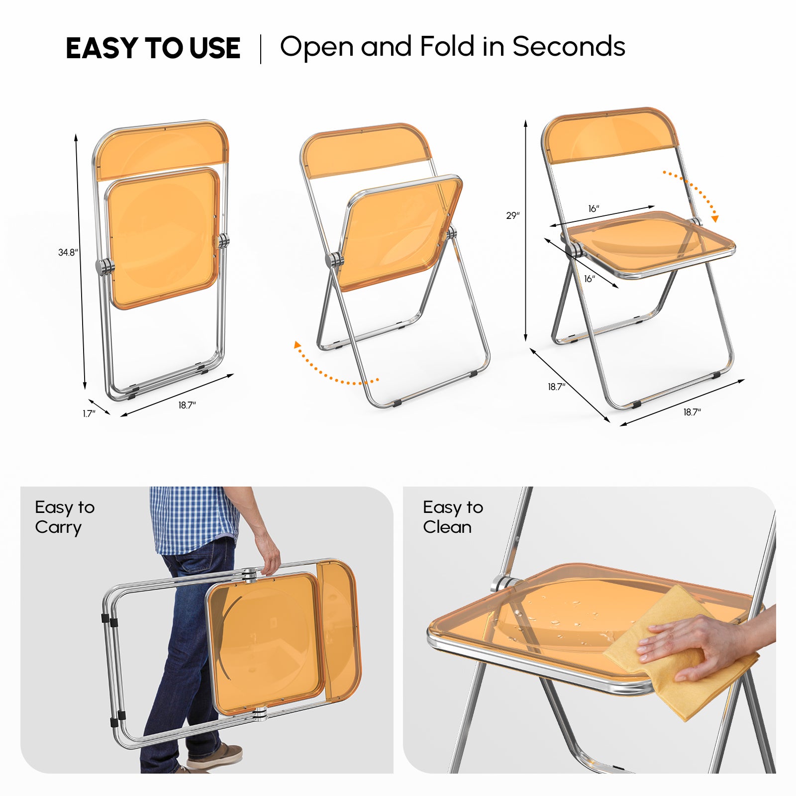 2pcs Foldable Patio Plastic Folding Chairs