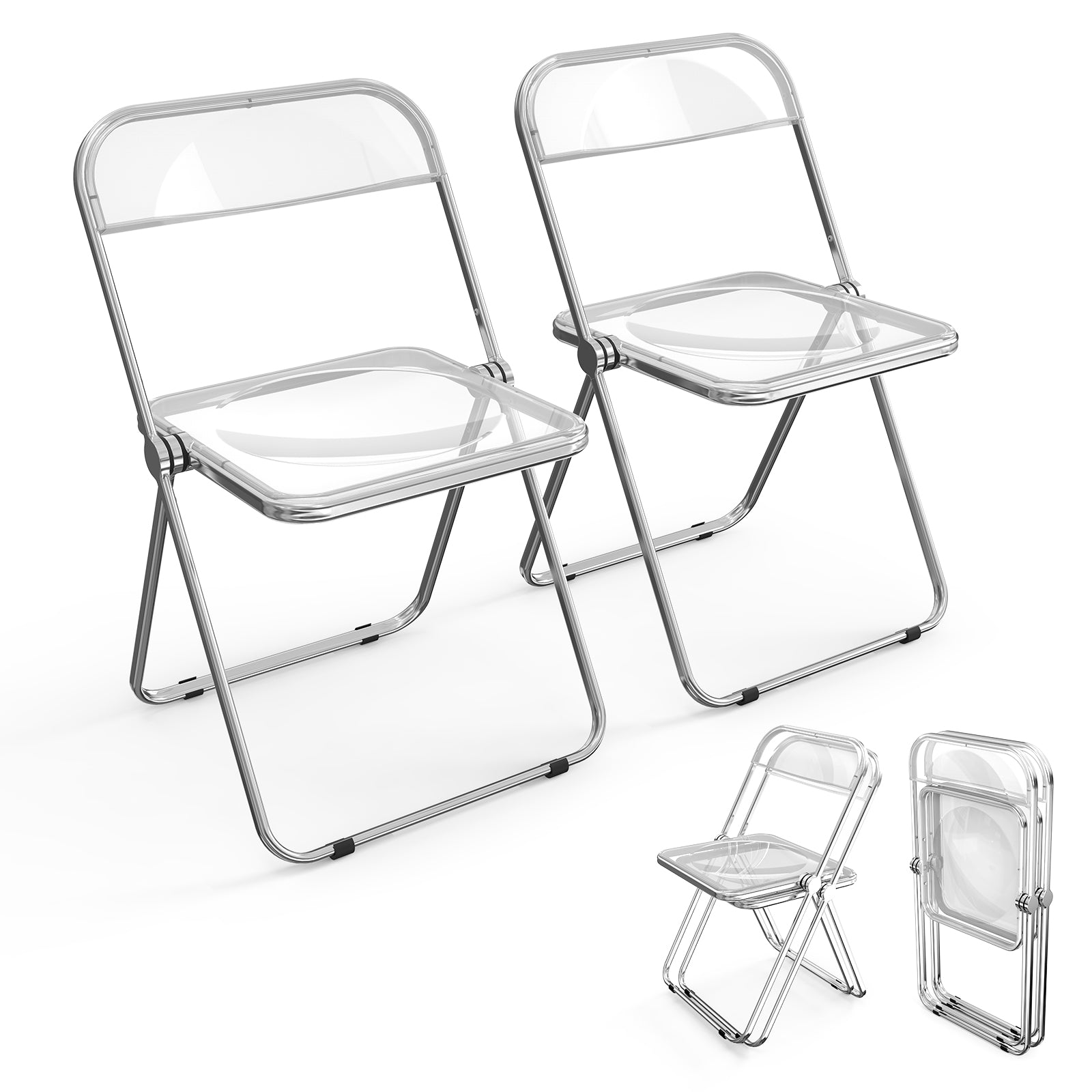 2pcs Foldable Patio Plastic Folding Chairs