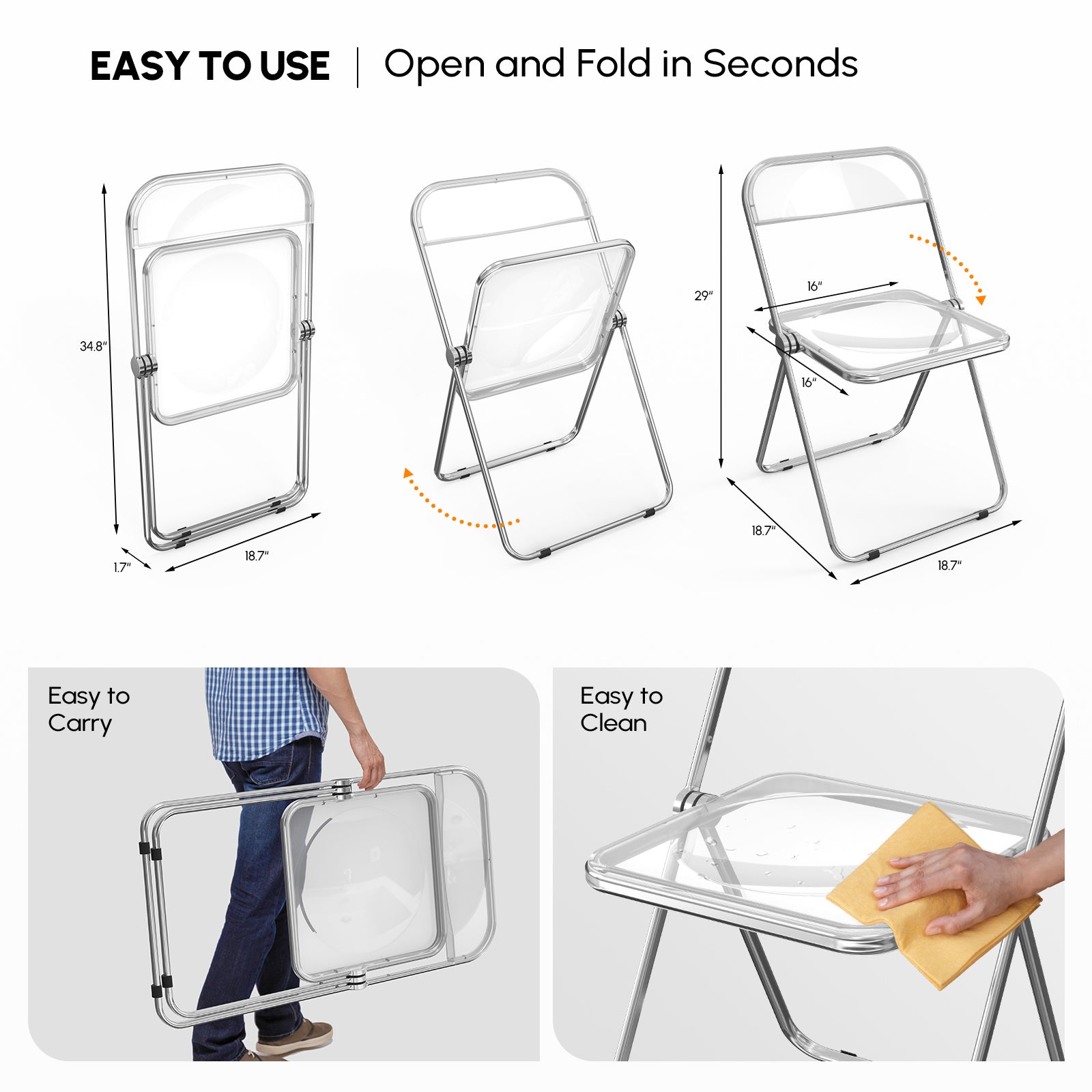 2pcs Foldable Patio Plastic Folding Chairs