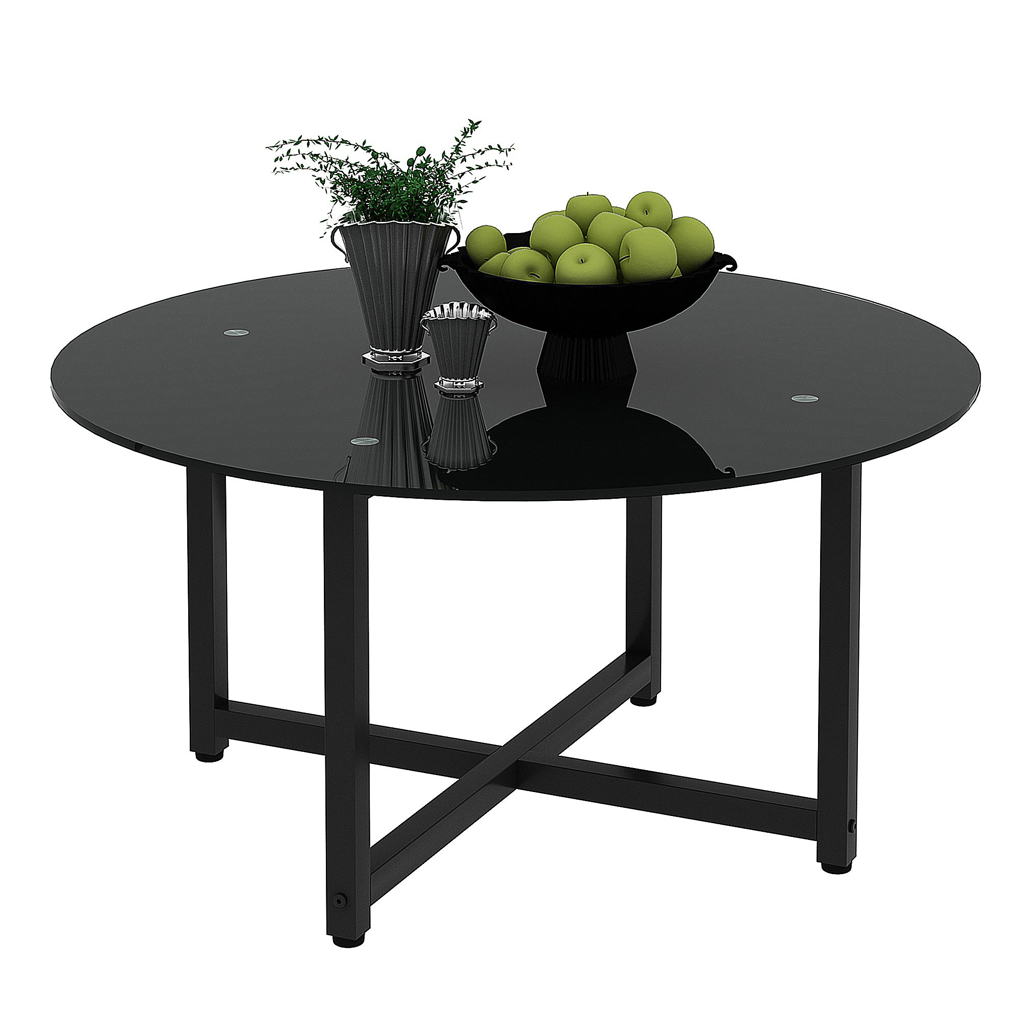 35.5'' Round Whole Black Coffee Table