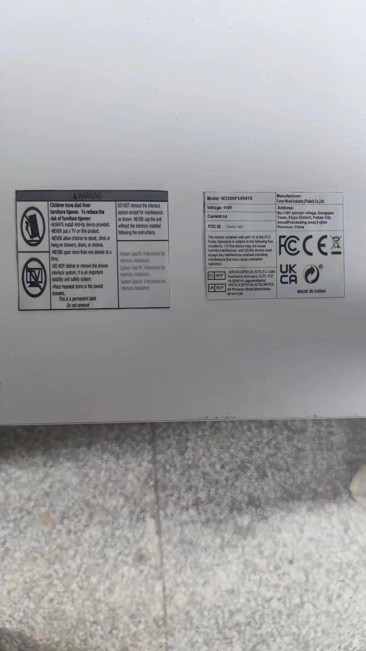 43.3" Bathroom Vanity Hidden Extendable Makeup Table