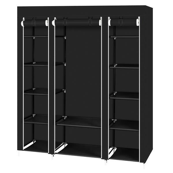 69" Portable Clothes Black Wardrobe