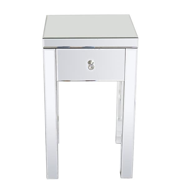 Modern and Contemporary Small 1 Drawer Mirrored Nightstand Bedside Table