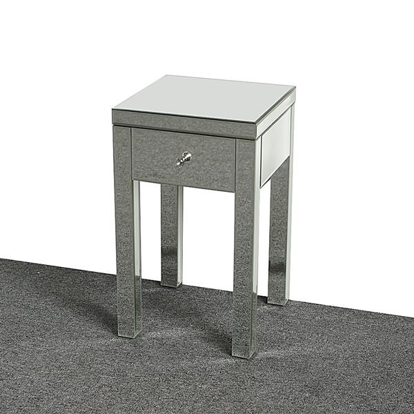 Modern and Contemporary Small 1 Drawer Mirrored Nightstand Bedside Table