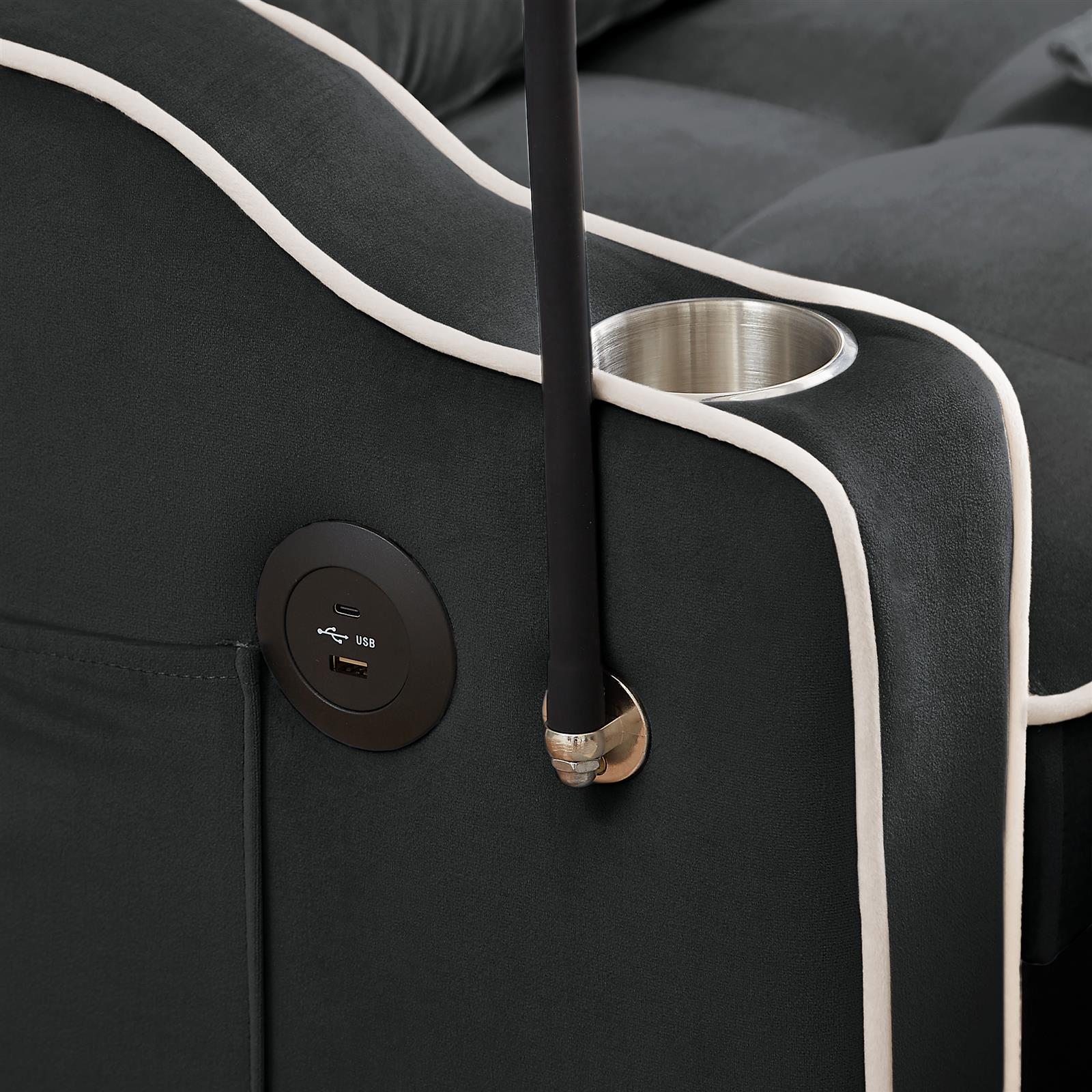 Foldable Velvet Sofa Beds with USB