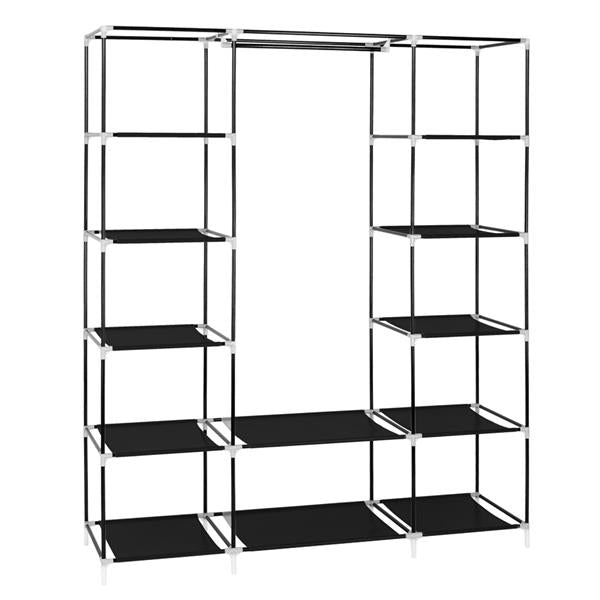 69" Portable Clothes Black Wardrobe