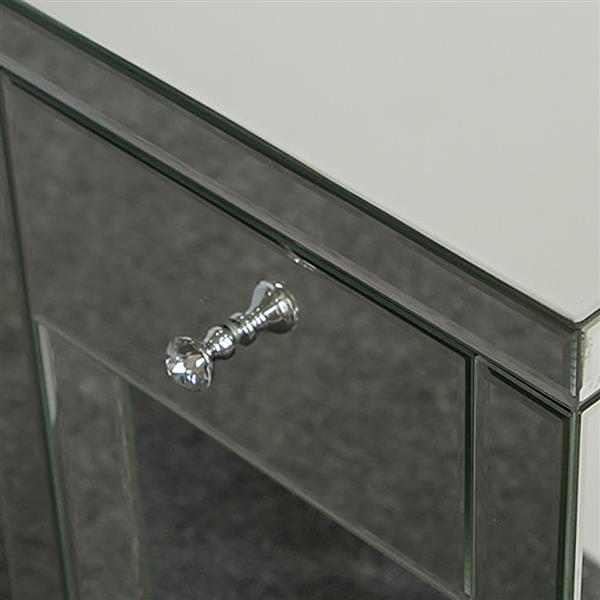 Modern and Contemporary Small 1 Drawer Mirrored Nightstand Bedside Table