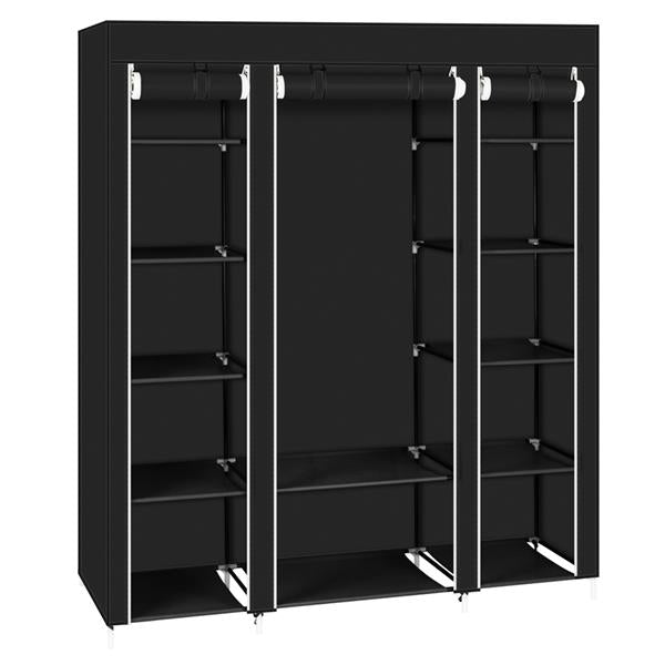 69" Portable Clothes Black Wardrobe