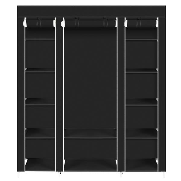 69" Portable Clothes Black Wardrobe
