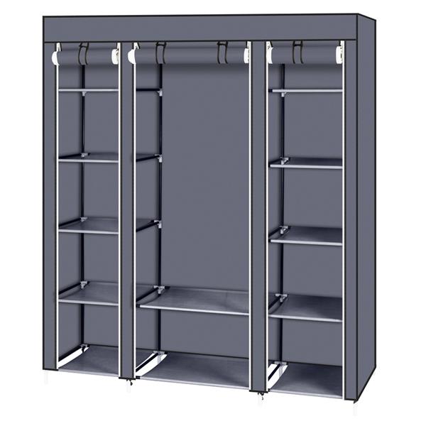 69" Portable Gray Wardrobe