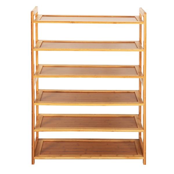 Concise Rectangle 6 Tiers Bamboo Shoe Rack