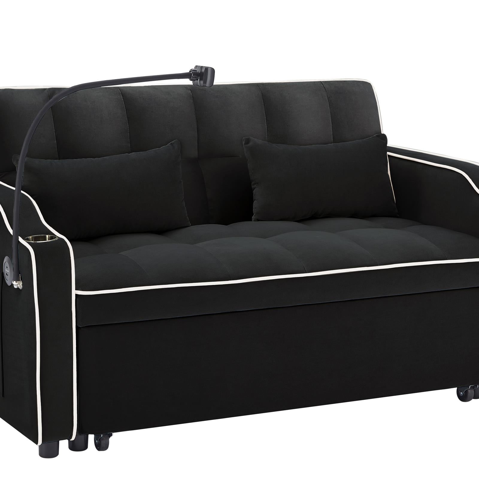 Foldable Velvet Sofa Beds with USB