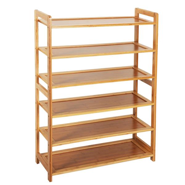 Concise Rectangle 6 Tiers Bamboo Shoe Rack