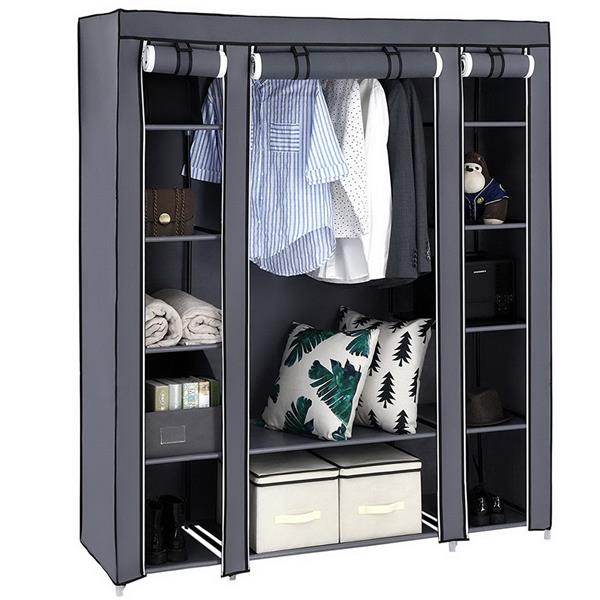 69" Portable Gray Wardrobe
